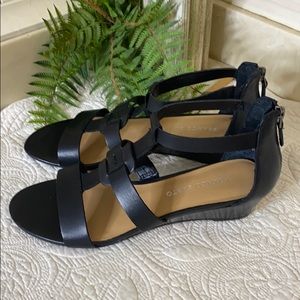 FRANCO SARTO 8 Leather Gladiator Wedge Sandals